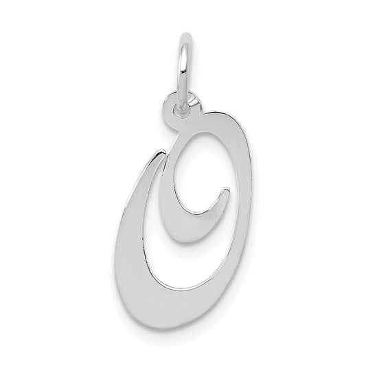 14k White Gold 14K White Gold Medium Fancy Script Letter O Initial Charm