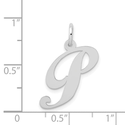 14k White Gold 14K White Gold Medium Fancy Script Letter P Initial Charm