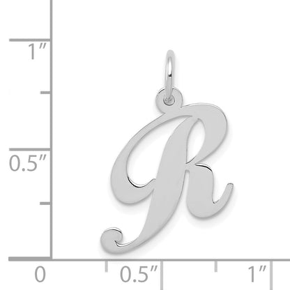14k White Gold 14K White Gold Medium Fancy Script Letter R Initial Charm