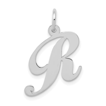 14k White Gold 14K White Gold Medium Fancy Script Letter R Initial Charm