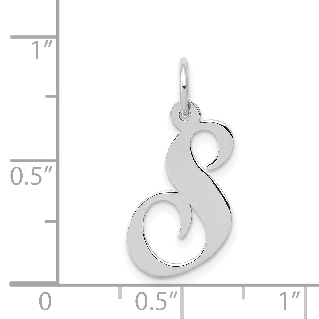 14k White Gold 14K White Gold Medium Fancy Script Letter S Initial Charm