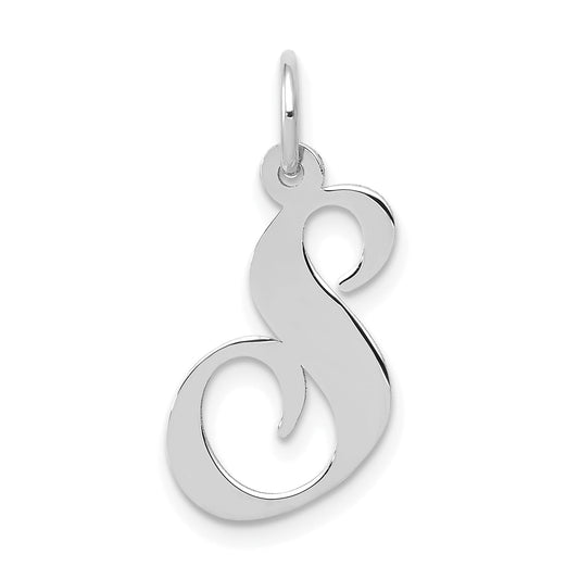 14k White Gold 14K White Gold Medium Fancy Script Letter S Initial Charm