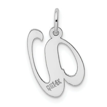 14k White Gold 14K White Gold Medium Fancy Script Letter V Initial Charm