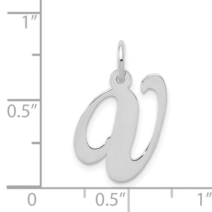 14k White Gold 14K White Gold Medium Fancy Script Letter V Initial Charm