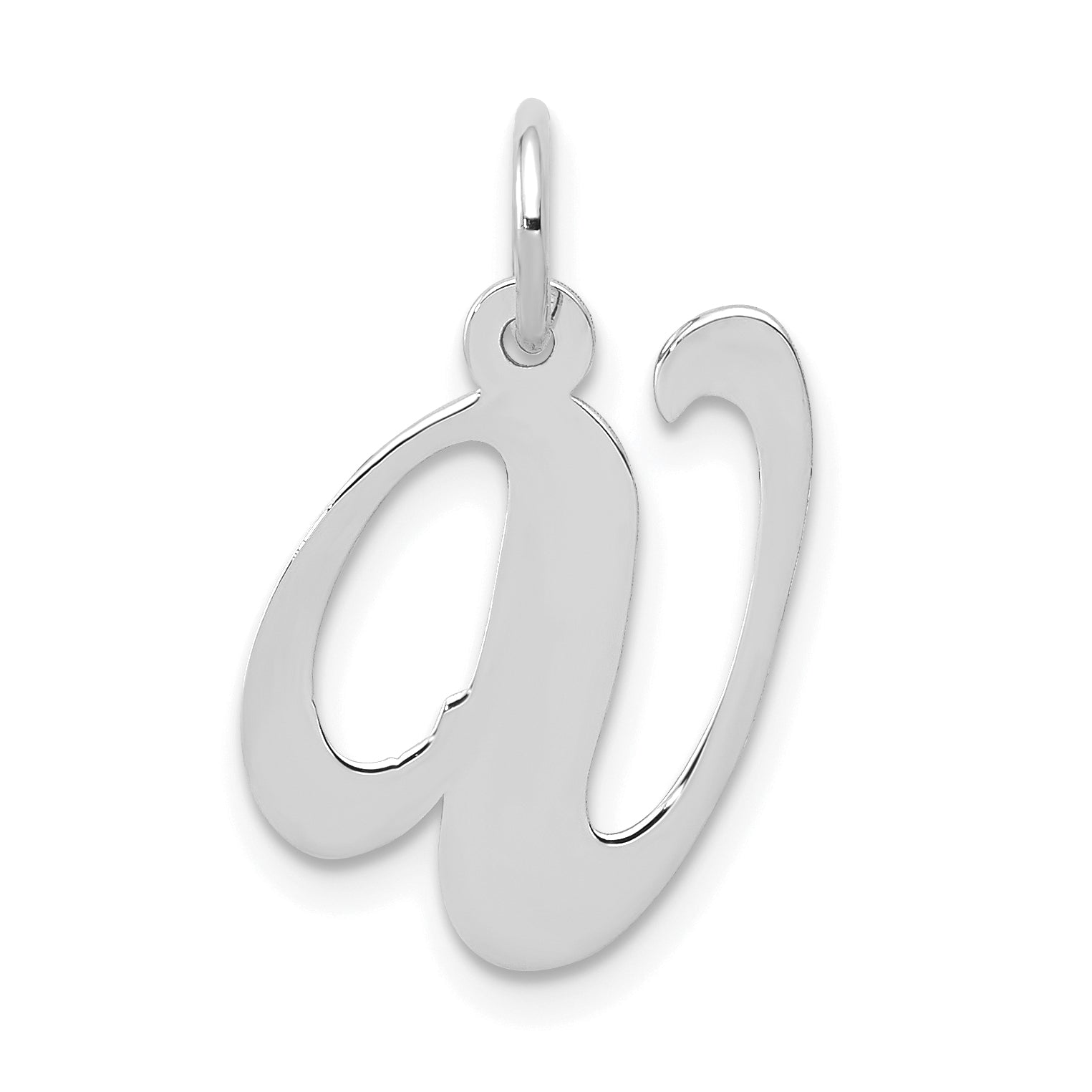 14k White Gold 14K White Gold Medium Fancy Script Letter V Initial Charm
