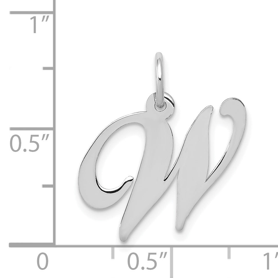 14k White Gold 14K White Gold Medium Fancy Script Letter W Initial Charm