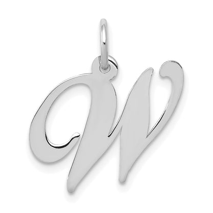 14k White Gold 14K White Gold Medium Fancy Script Letter W Initial Charm
