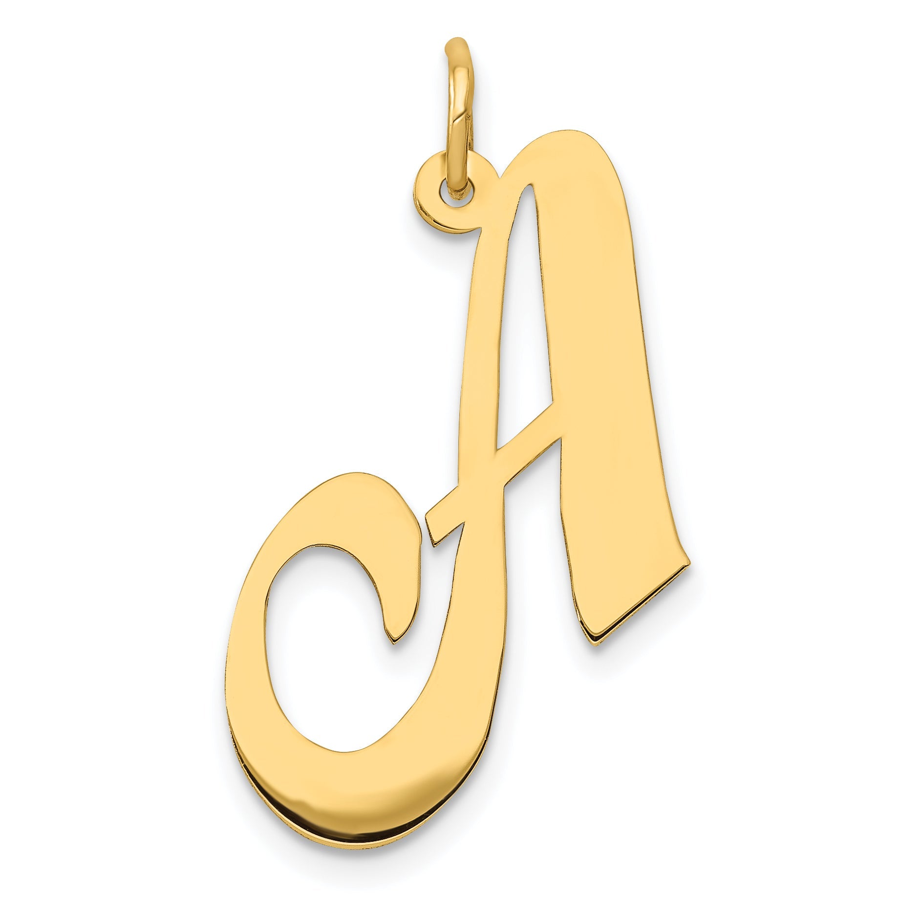 14k Yellow Gold 14k Large Fancy Script Letter A Initial Charm