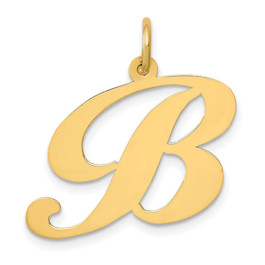 14k Yellow Gold 14k Large Fancy Script Letter B Initial Charm