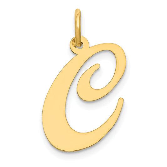 14k Yellow Gold 14k Large Fancy Script Letter C Initial Charm