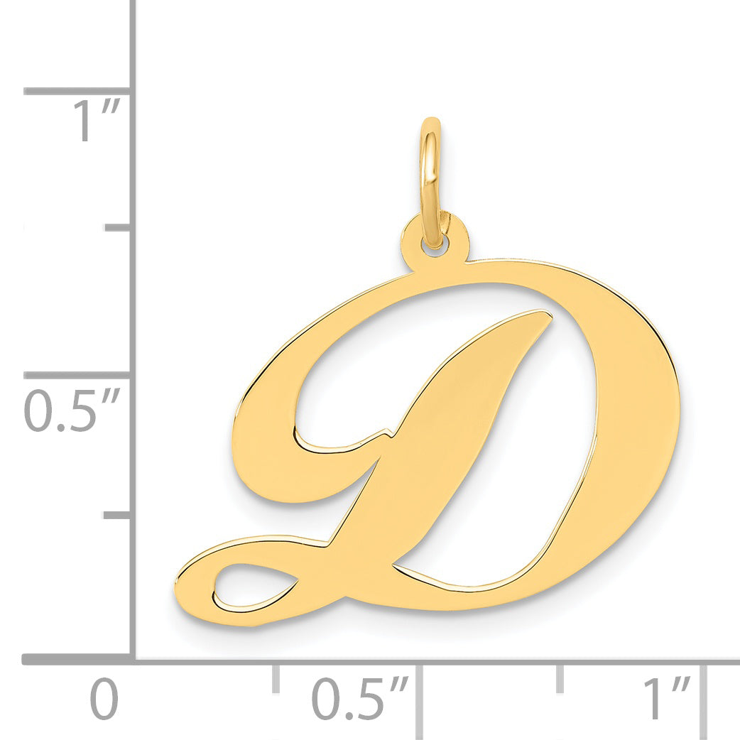 14k Yellow Gold 14k Large Fancy Script Letter D Initial Charm