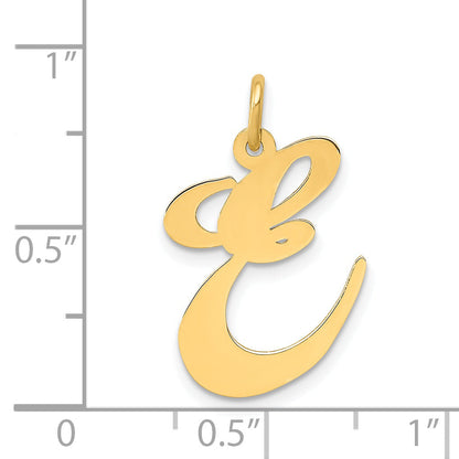 14k Yellow Gold 14k Large Fancy Script Letter E Initial Charm