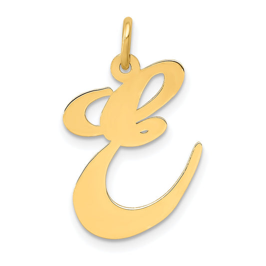 14k Yellow Gold 14k Large Fancy Script Letter E Initial Charm