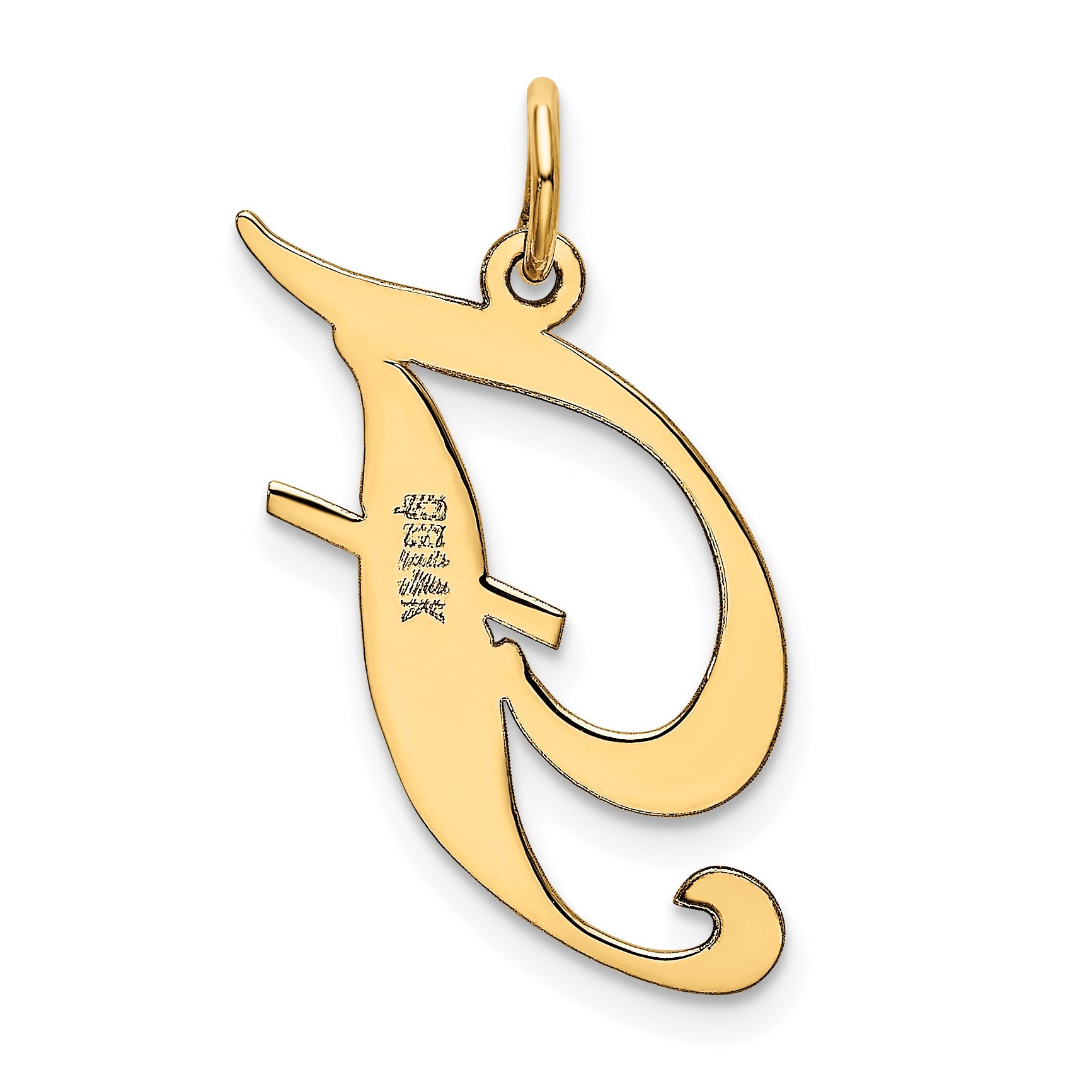14k Yellow Gold 14k Large Fancy Script Letter F Initial Charm