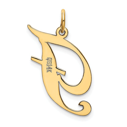 14k Yellow Gold 14k Large Fancy Script Letter F Initial Charm