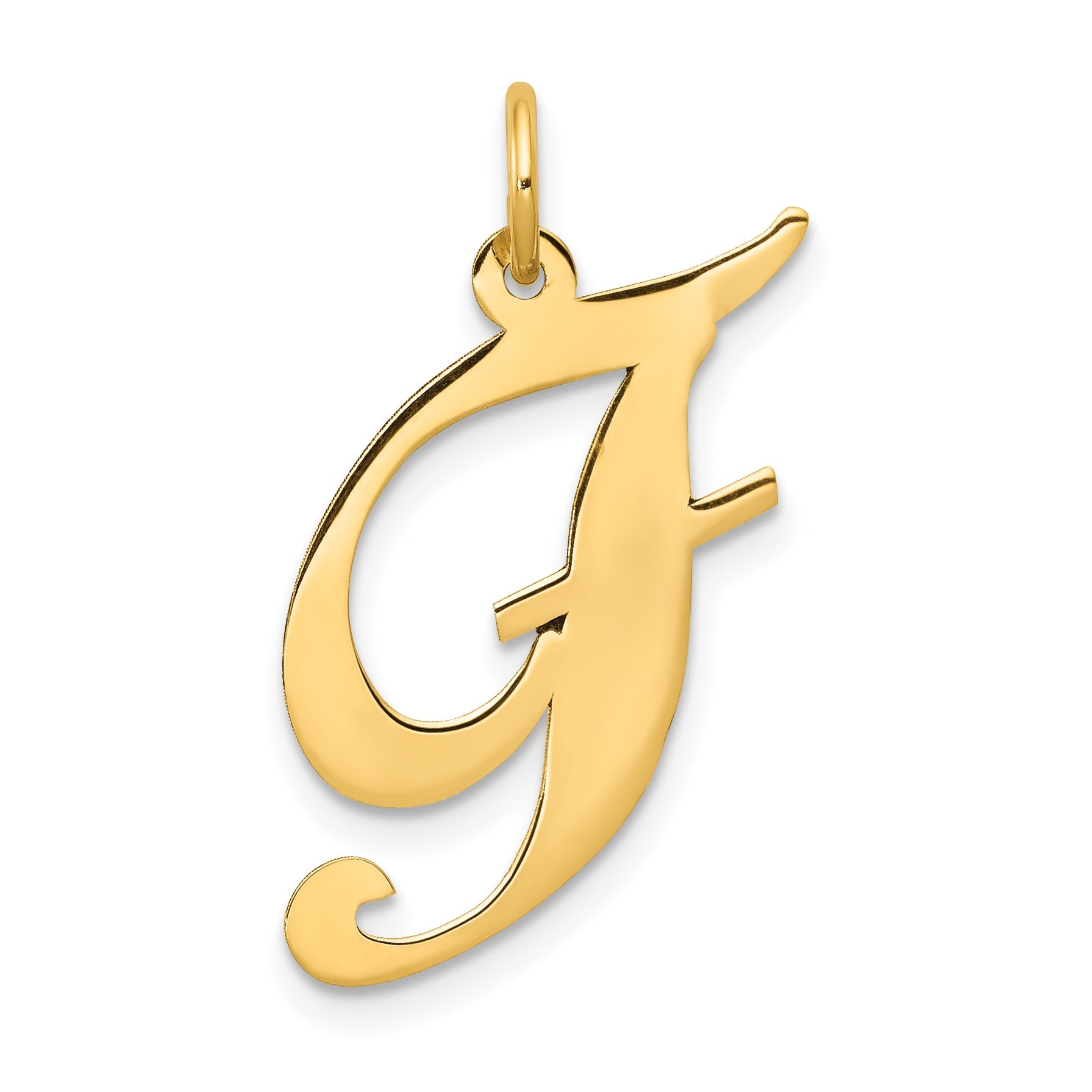 14k Yellow Gold 14k Large Fancy Script Letter F Initial Charm