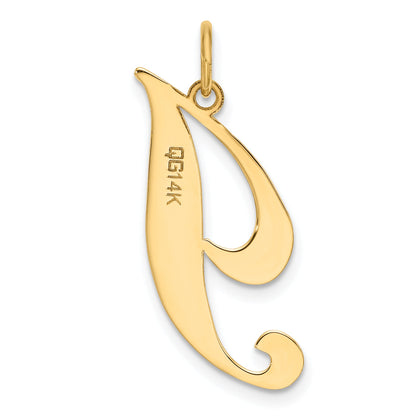 14k Yellow Gold 14k Large Fancy Script Letter I Initial Charm