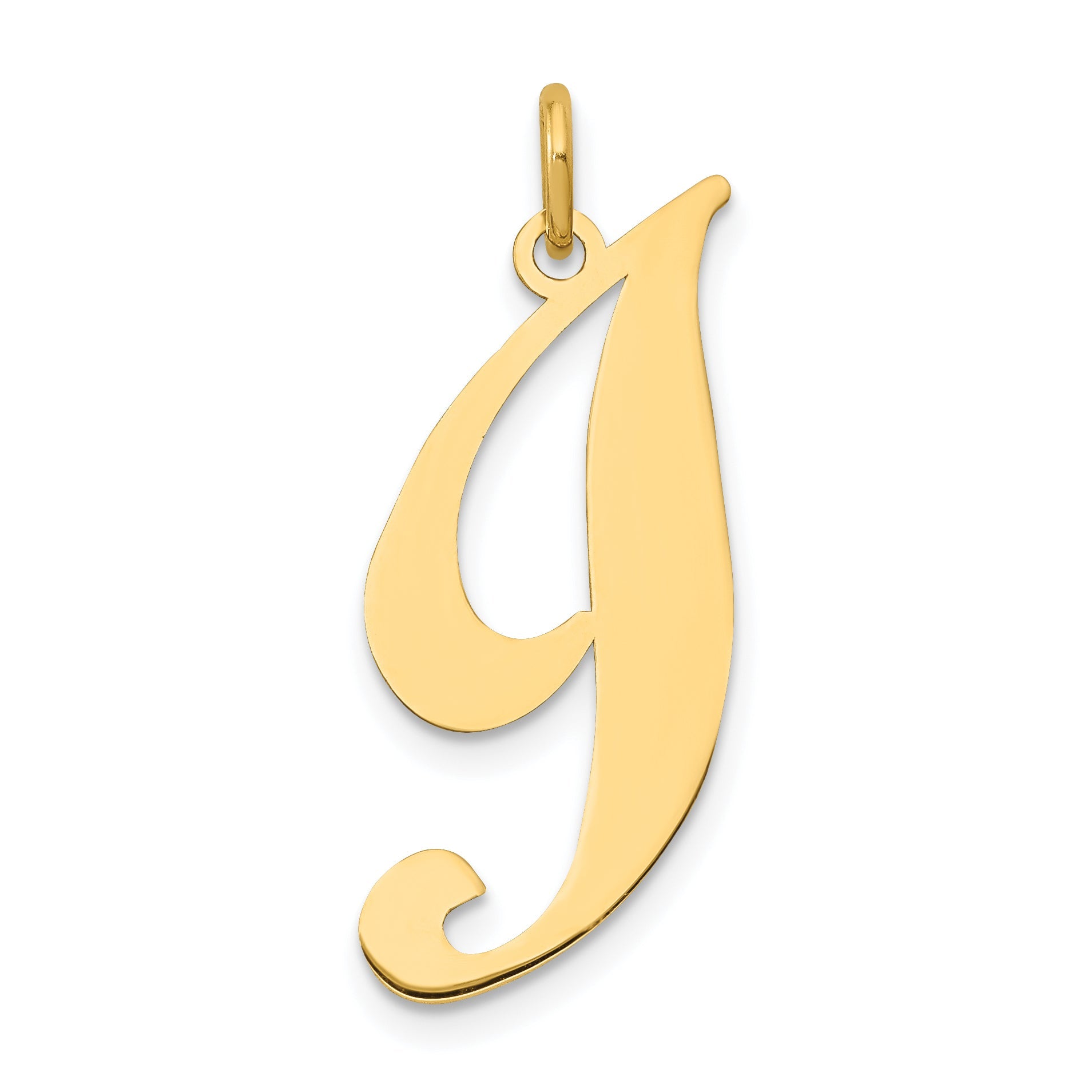 14k Yellow Gold 14k Large Fancy Script Letter I Initial Charm