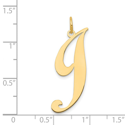 14k Yellow Gold 14k Large Fancy Script Letter J Initial Charm