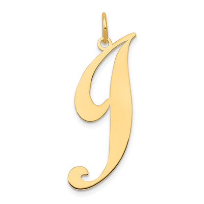 14k Yellow Gold 14k Large Fancy Script Letter J Initial Charm