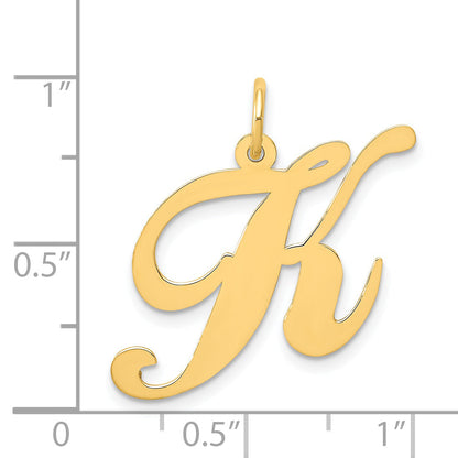14k Yellow Gold 14k Large Fancy Script Letter K Initial Charm