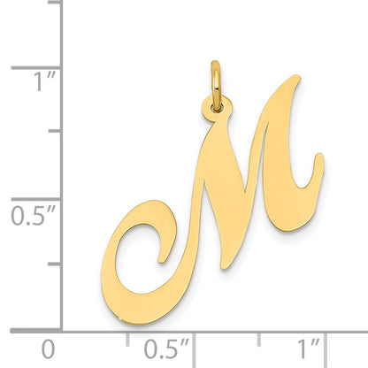 14k Yellow Gold 14k Large Fancy Script Letter M Initial Charm