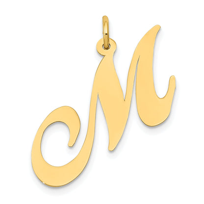 14k Yellow Gold 14k Large Fancy Script Letter M Initial Charm