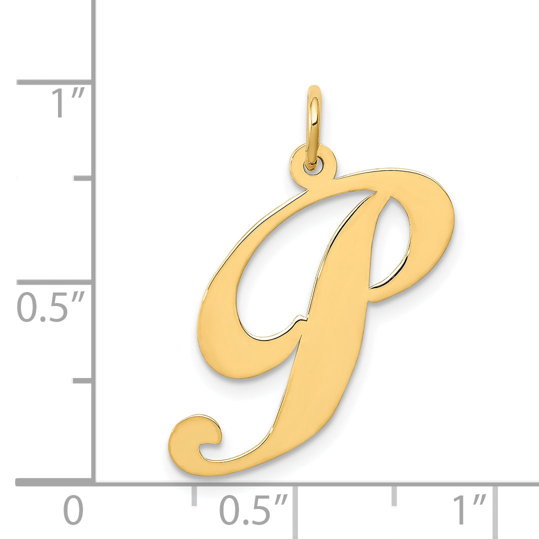 14k Yellow Gold 14k Large Fancy Script Letter P Initial Charm