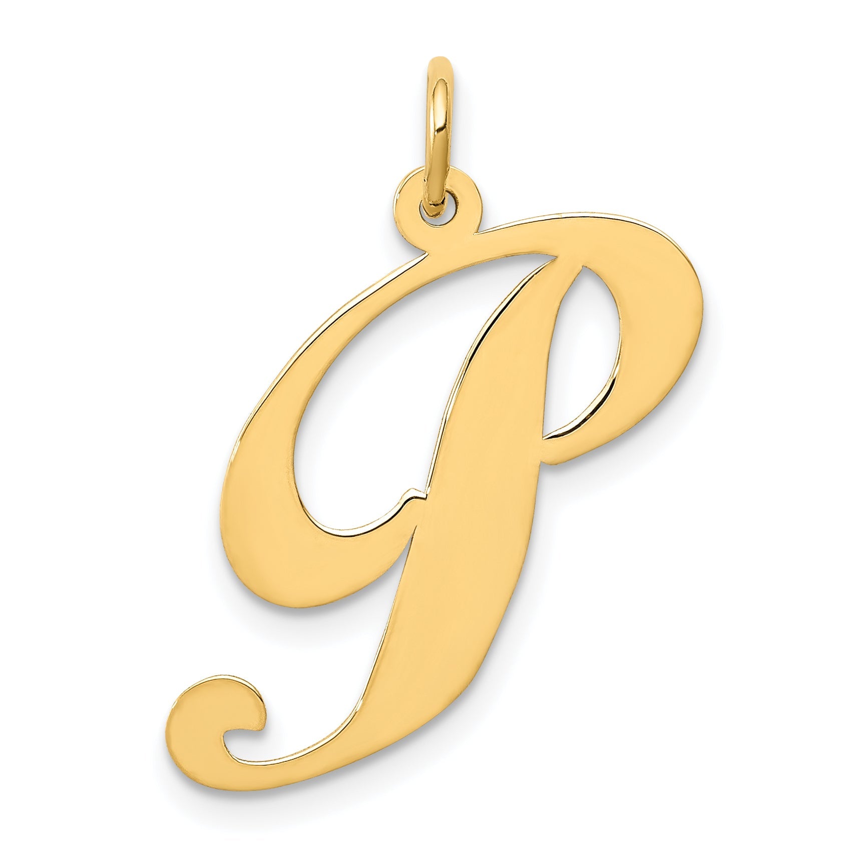 14k Yellow Gold 14k Large Fancy Script Letter P Initial Charm
