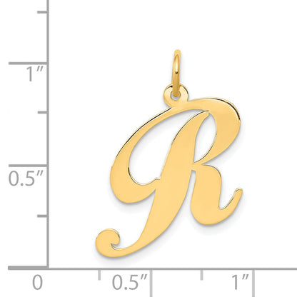 14k Yellow Gold 14k Large Fancy Script Letter R Initial Charm