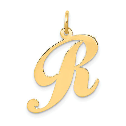 14k Yellow Gold 14k Large Fancy Script Letter R Initial Charm