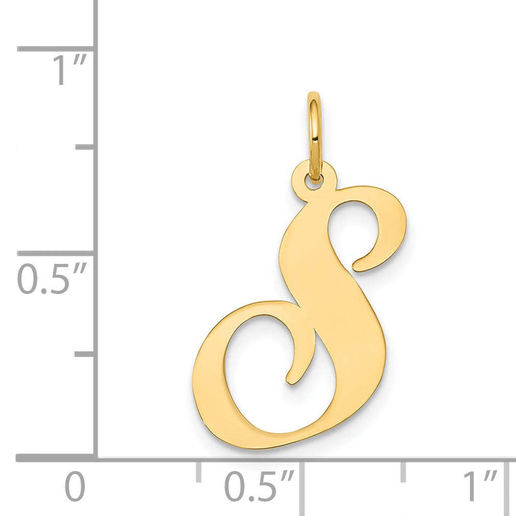 14k Yellow Gold 14k Large Fancy Script Letter S Initial Charm