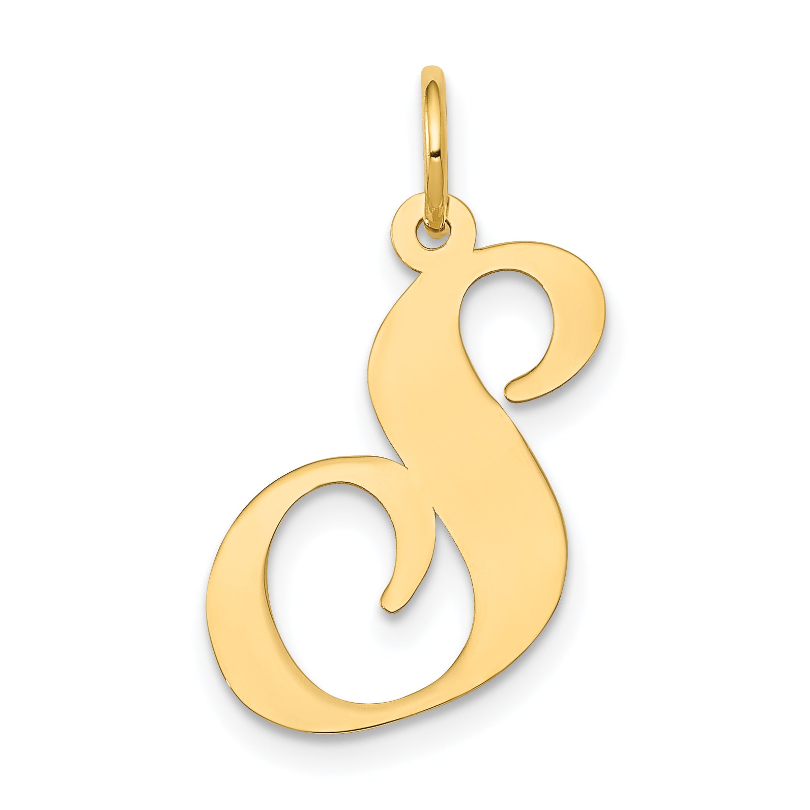14k Yellow Gold 14k Large Fancy Script Letter S Initial Charm