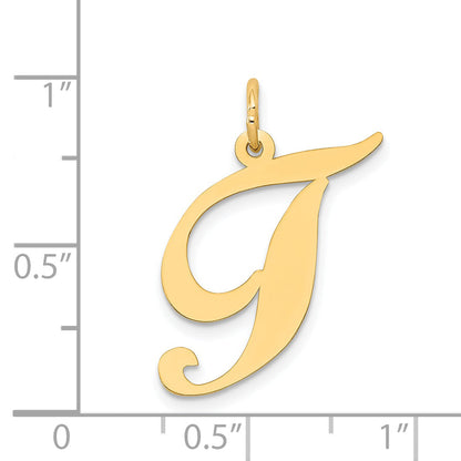 14k Yellow Gold 14k Large Fancy Script Letter T Initial Charm