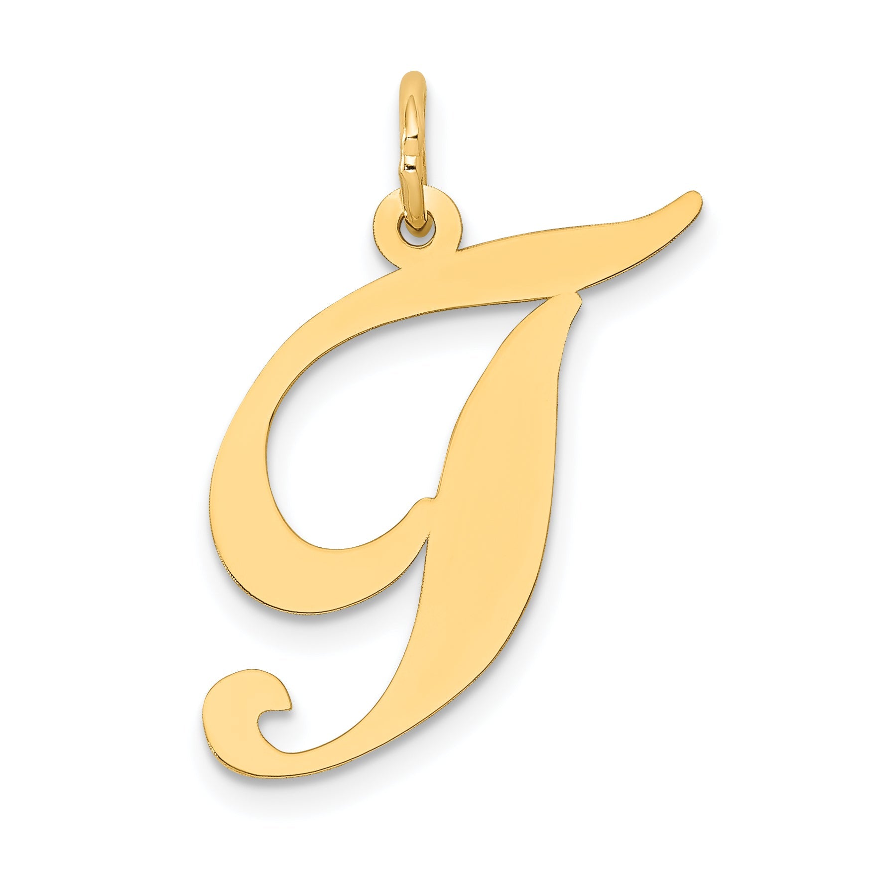 14k Yellow Gold 14k Large Fancy Script Letter T Initial Charm