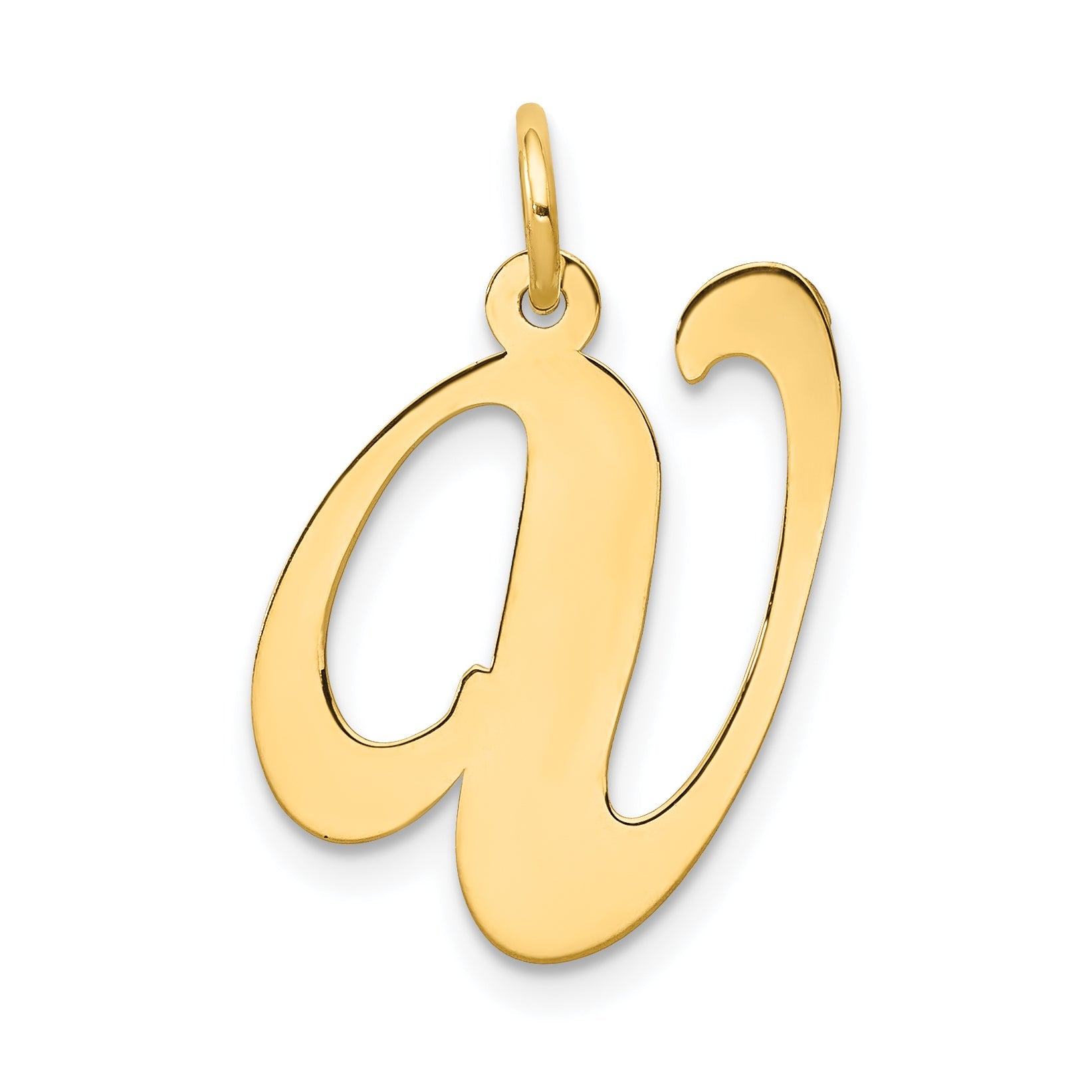 14k Yellow Gold 14k Large Fancy Script Letter V Initial Charm