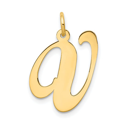 14k Yellow Gold 14k Large Fancy Script Letter V Initial Charm