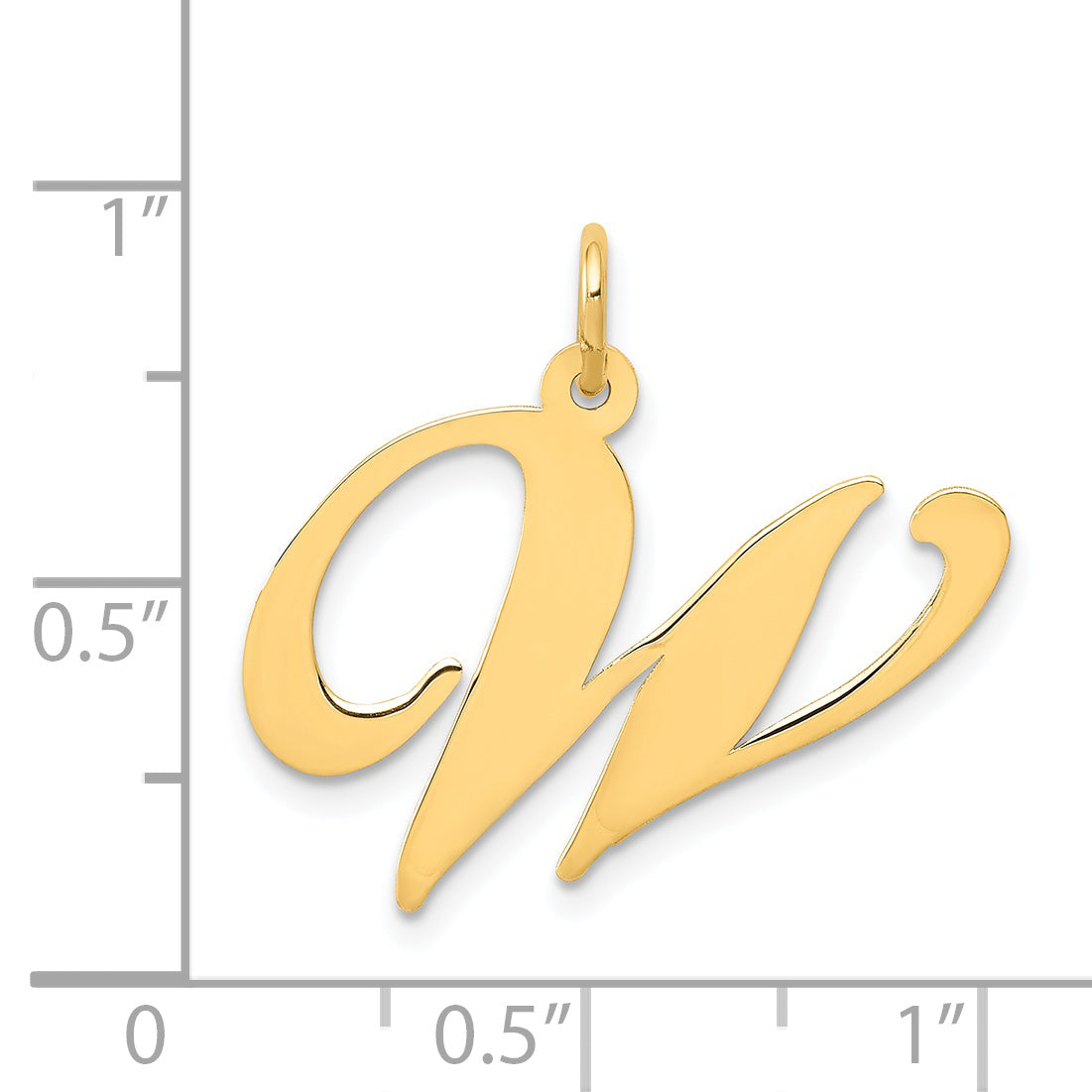 14k Yellow Gold 14k Large Fancy Script Letter W Initial Charm