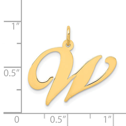 14k Yellow Gold 14k Large Fancy Script Letter W Initial Charm