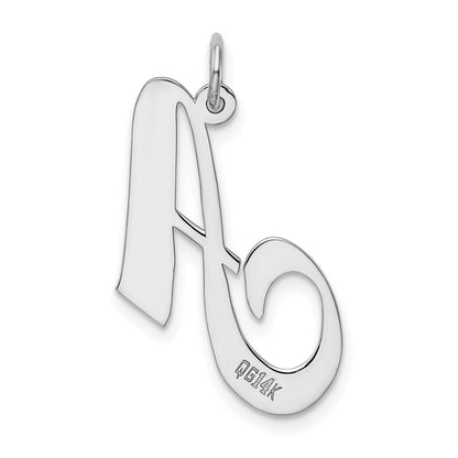 14k White Gold 14k White Gold Large Fancy Script Letter A Initial Charm