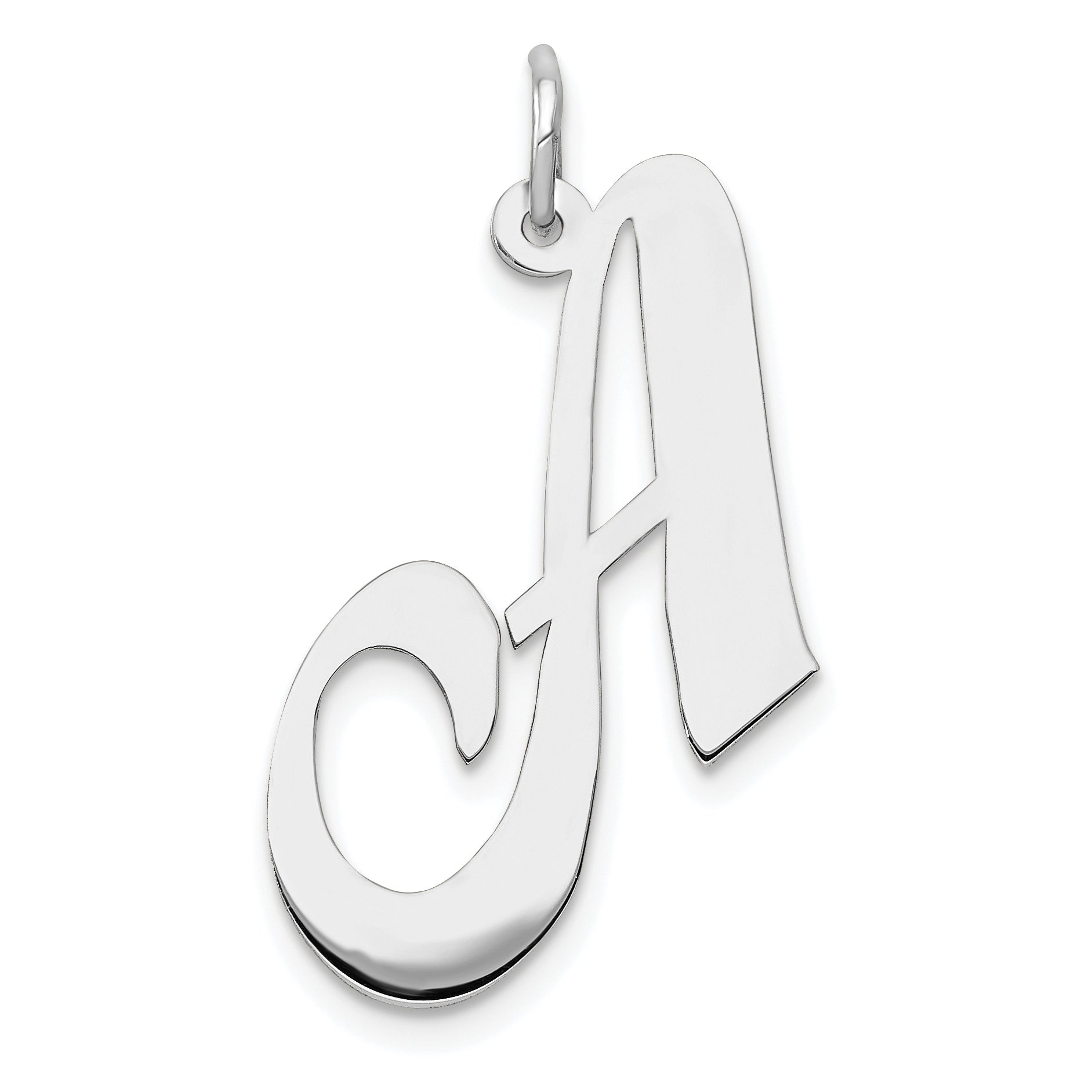 14k White Gold 14k White Gold Large Fancy Script Letter A Initial Charm