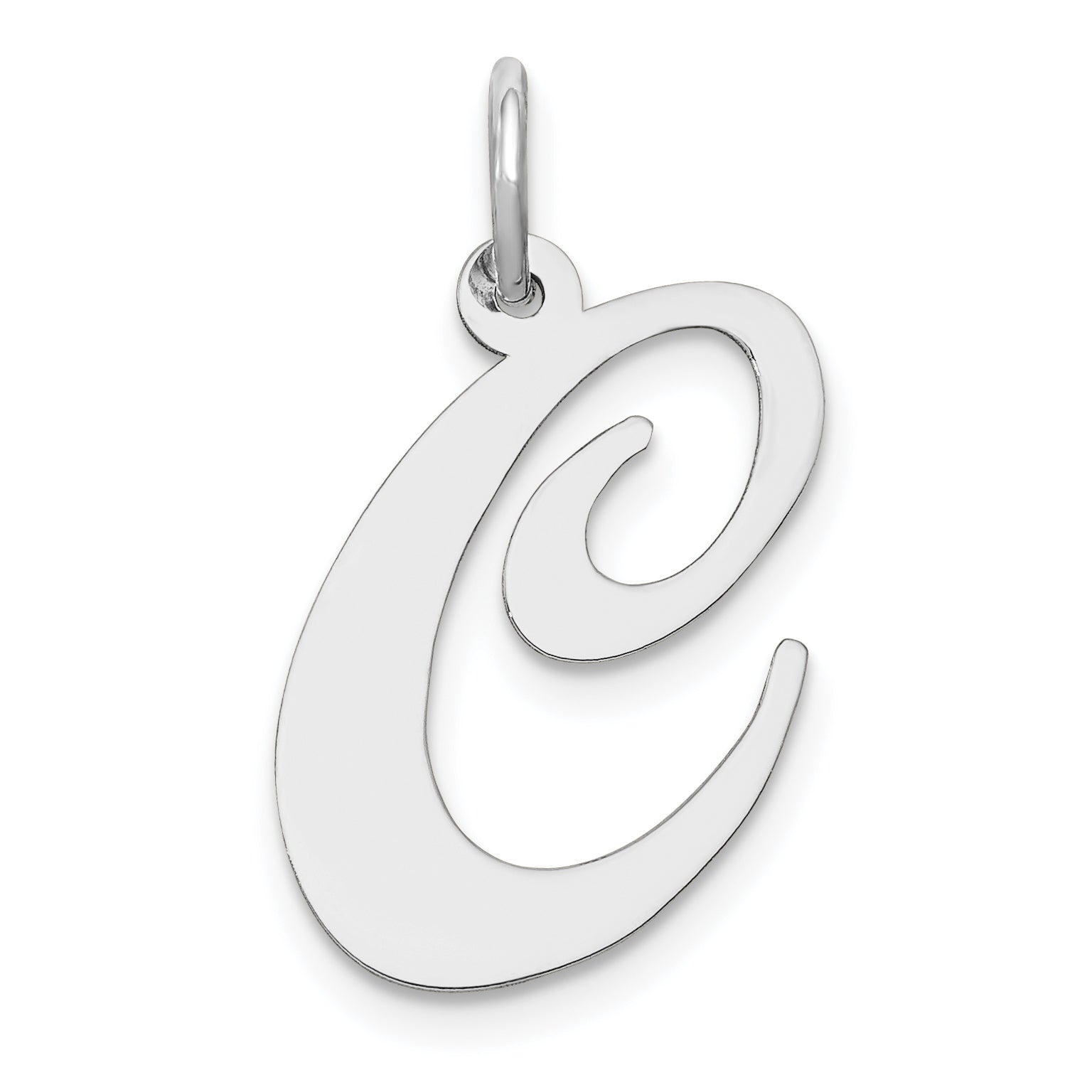 14k White Gold 14k White Gold Large Fancy Script Letter C Initial Charm