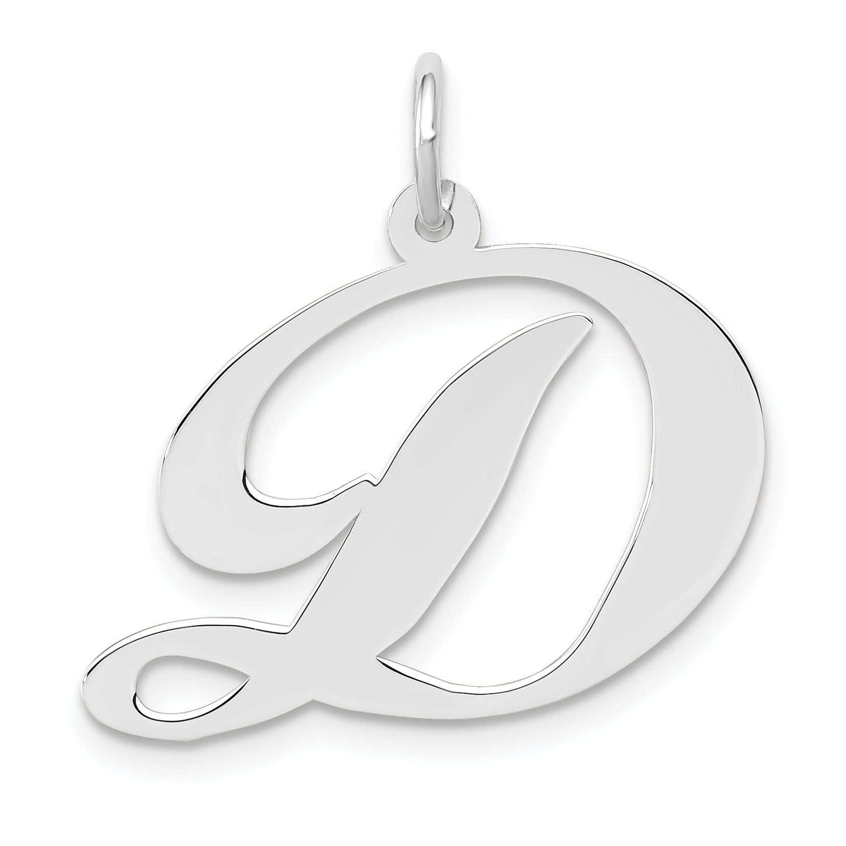 14k White Gold 14k White Gold Large Fancy Script Letter D Initial Charm