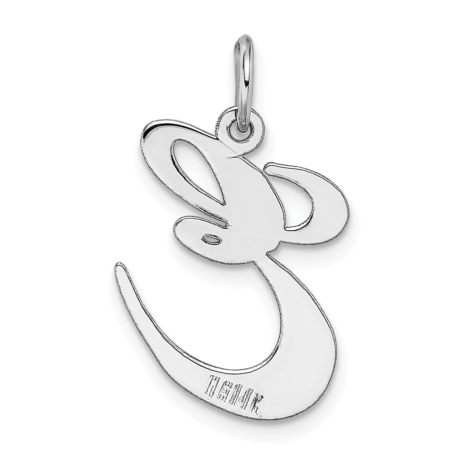 14k White Gold 14k White Gold Large Fancy Script Letter E Initial Charm