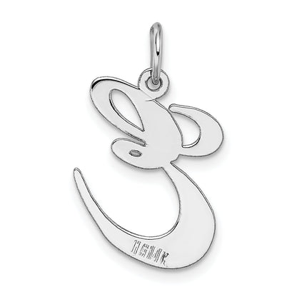 14k White Gold 14k White Gold Large Fancy Script Letter E Initial Charm