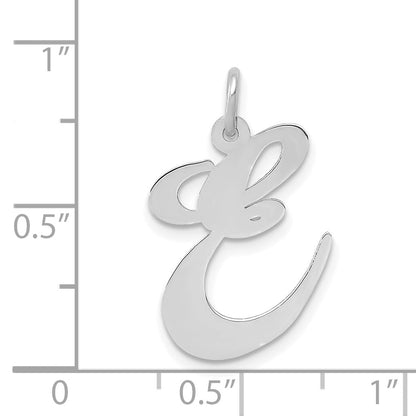 14k White Gold 14k White Gold Large Fancy Script Letter E Initial Charm