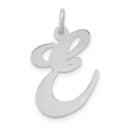 14k White Gold 14k White Gold Large Fancy Script Letter E Initial Charm