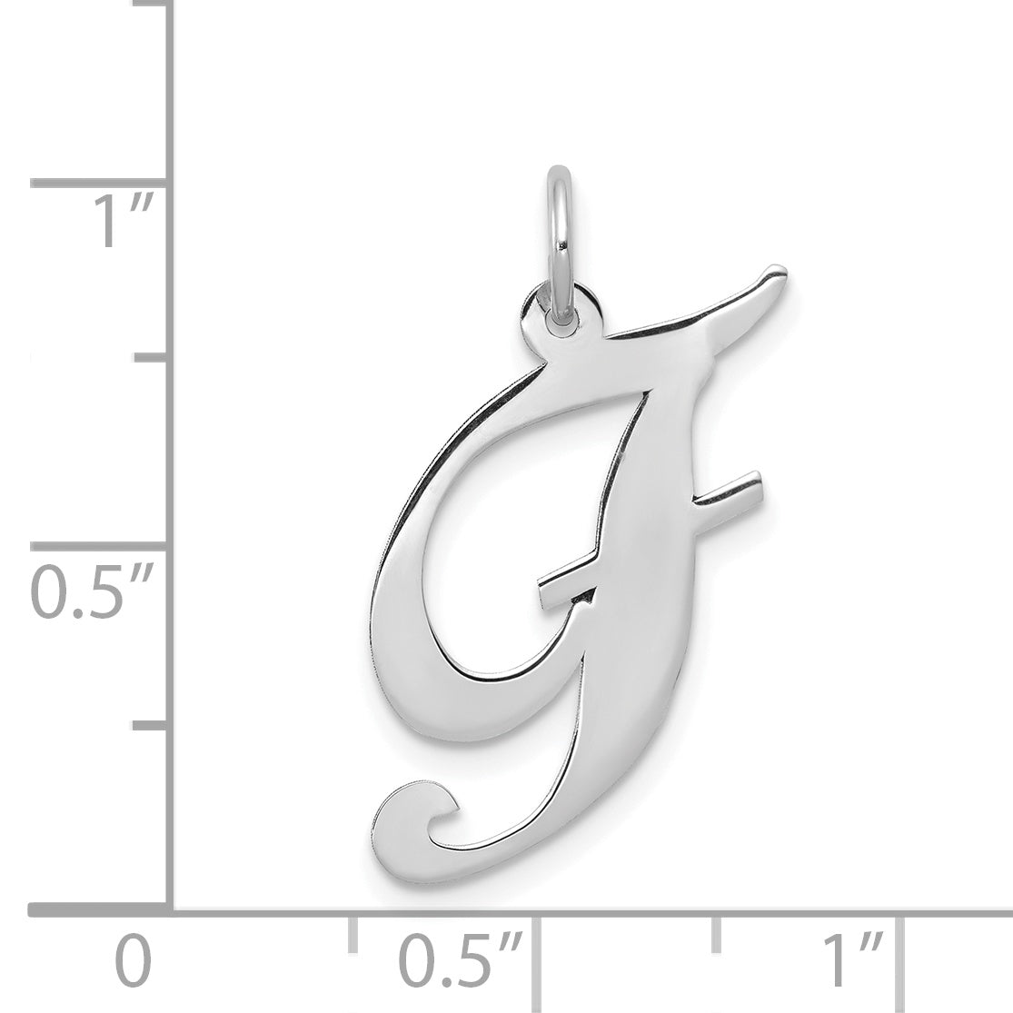 14k White Gold 14k White Gold Large Fancy Script Letter F Initial Charm