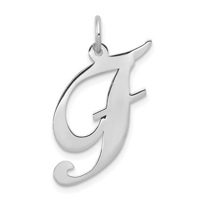 14k White Gold 14k White Gold Large Fancy Script Letter F Initial Charm