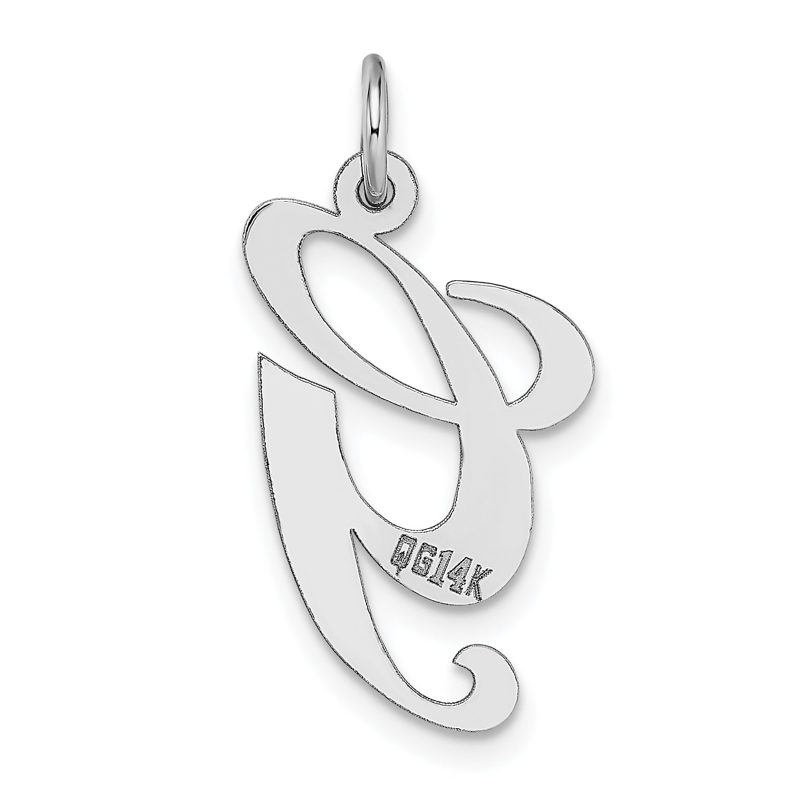 14k White Gold 14k White Gold Large Fancy Script Letter G Initial Charm